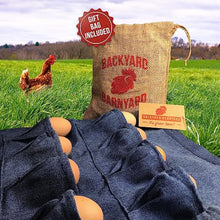 Load image into Gallery viewer, Egg Apron Dark Blue Denim Backyard Barnyard (18 Pocket) Free Rustic Gift Bag