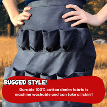 Load image into Gallery viewer, Egg Apron Dark Blue Denim - Backyard Barnyard (12 Pocket) FREE Rustic Gift Bag Included