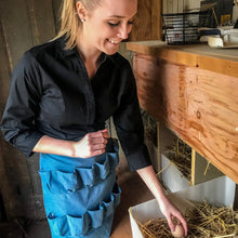 Load image into Gallery viewer, Egg Apron Light Blue Denim - Backyard Barnyard (12 Pocket) FREE Rustic Gift Bag Included