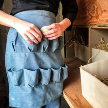 Load image into Gallery viewer, Egg Apron Light Blue Denim - Backyard Barnyard (12 Pocket) FREE Rustic Gift Bag Included