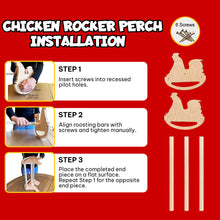 Load image into Gallery viewer, Wooden chicken rocker roosting bar installation photo