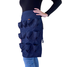 Load image into Gallery viewer, Egg Apron Dark Blue Denim Backyard Barnyard (18 Pocket) Free Rustic Gift Bag