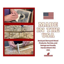 Load image into Gallery viewer, A graphic shows a man assembling an American made wooden chick perch