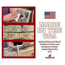 Load image into Gallery viewer, A graphic shows a man assembling an American made wooden chick perch