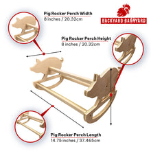 Load image into Gallery viewer, Wooden pig rocker perch Made in USA Measurement Photo