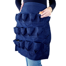 Load image into Gallery viewer, Egg Apron Dark Blue Denim Backyard Barnyard (18 Pocket) Free Rustic Gift Bag