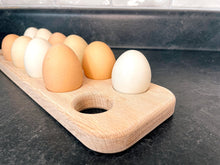 Load image into Gallery viewer, Wooden Egg Holder for 12 Eggs Handmade in USA Red Oak Chicken Supplies Decorating Gift