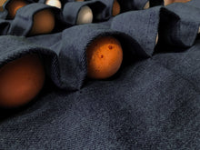 Load image into Gallery viewer, Egg Apron Dark Blue Denim Backyard Barnyard (18 Pocket) Free Rustic Gift Bag