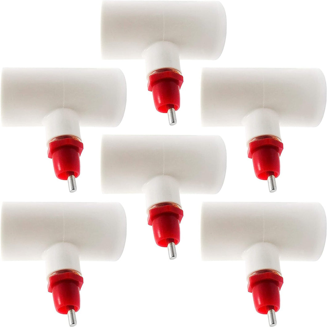 Poultry Nipples + PVC Tee Fittings | 6 Pack