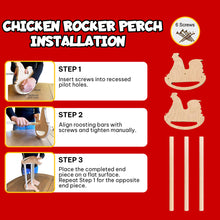 Load image into Gallery viewer, Wooden chicken rocker roosting bar installation photo
