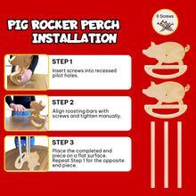 Load image into Gallery viewer, Wooden pig rocker perch Made in USA Installation Photo
