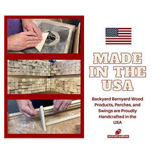 Load image into Gallery viewer, A graphic shows a man assembling an American made wooden chick perch
