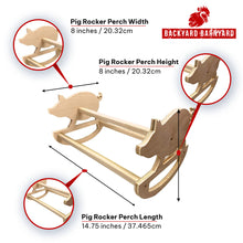 Load image into Gallery viewer, Wooden pig rocker perch Made in USA Measurement Photo
