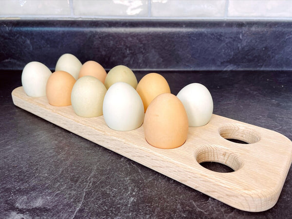 Wooden Egg Holder for 12 Eggs Handmade in USA Red Oak Chicken Supplies Decorating Gift