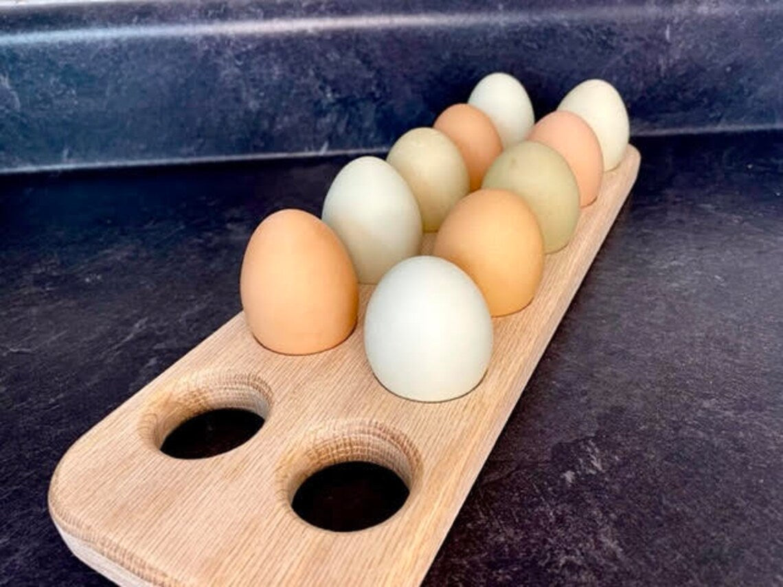 SUNDERSHALA Wooden Egg Tray upto 12 Eggs Storage Rack Premium Wooden Tray  Usable in Kitchen Refrigerator Chicken Egg Holder (Hen Shape, ‎12 x 9 x 1